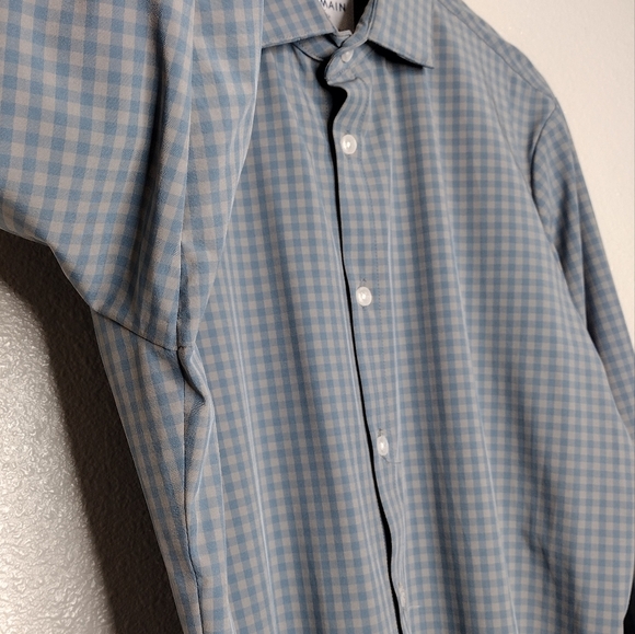 Mizzen+Main Leeward Men's Trim Fit Windowpane Long Sleeve Button Down Shirt Sz M - Picture 7 of 12